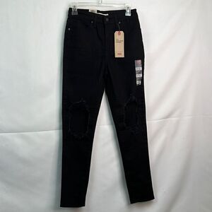 Levi’s 721 black high-rise skinny stretch distressed knee jeans size 4short NWT